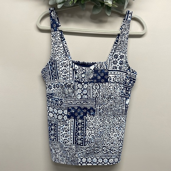 Lands’ End D-Cup Square Neck Underwire Tankini Swimsuit Top 14 D - Picture 1 of 14